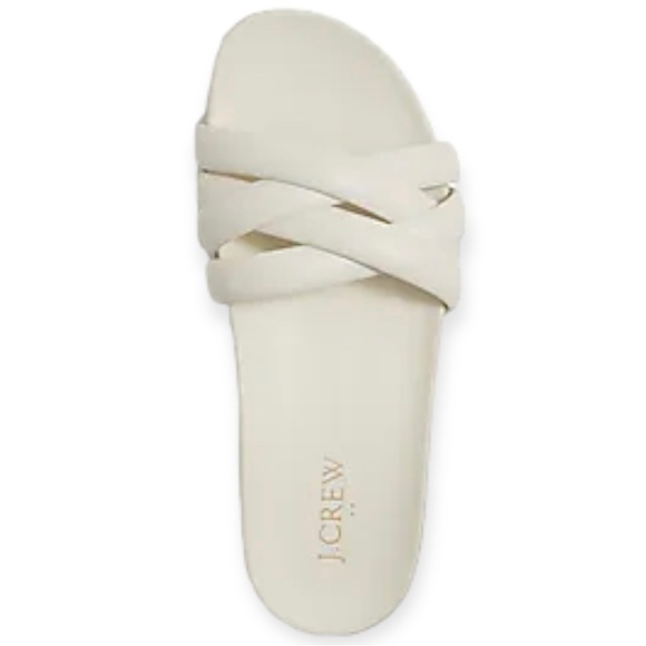 J. CREW Sandals Crisscross Slide Sandals Ivory Beach Pool Shower Shoe NWT - Picture 3 of 7
